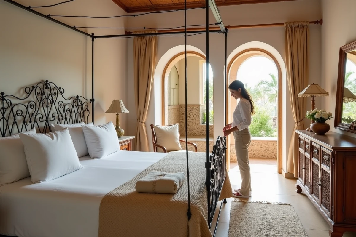 Chambre principale meublée d'une villa clé en main en location longue durée à Essaouira