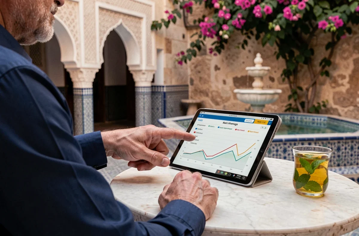 Analyse comparative des prix des appartements à vendre à Marrakech sur tablette dans un riad