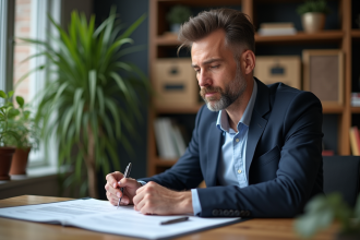 Homme d affaires en réunion dans un bureau moderne