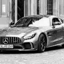 grayscale photo of mercedes benz coupe