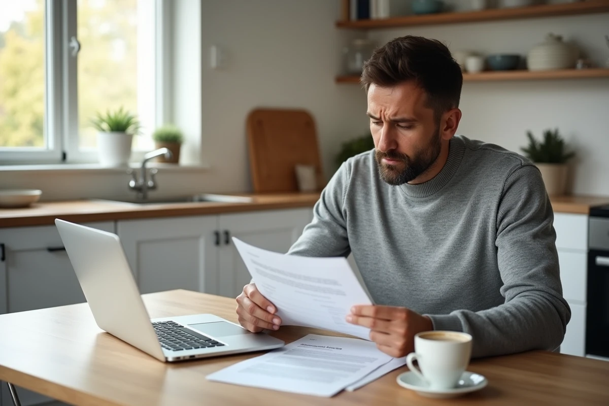 Propriétaire analysant les frais d'agence iad sur un contrat de vente immobilière à domicile