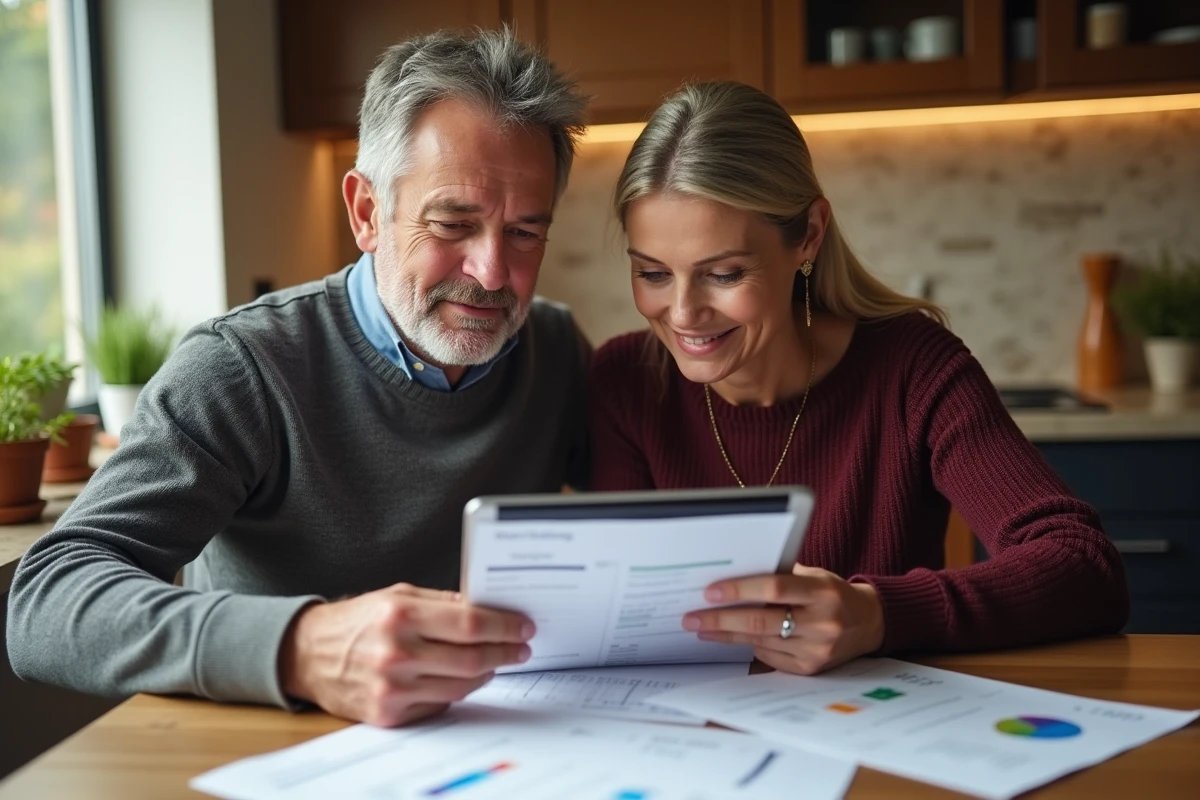 Couple de propriétaires étudiant une estimation immobilière pour refuser une offre trop basse sur leur maison
